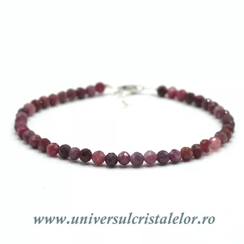 Bratara turmalina rosie rotund fatetat - 4 mm Bratara turmalina rosie rotund fatetat - 4 mm