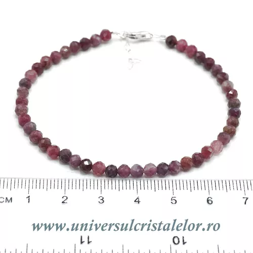 Bratara turmalina rosie rotund fatetat - 4 mm Bratara turmalina rosie rotund fatetat - 4 mm