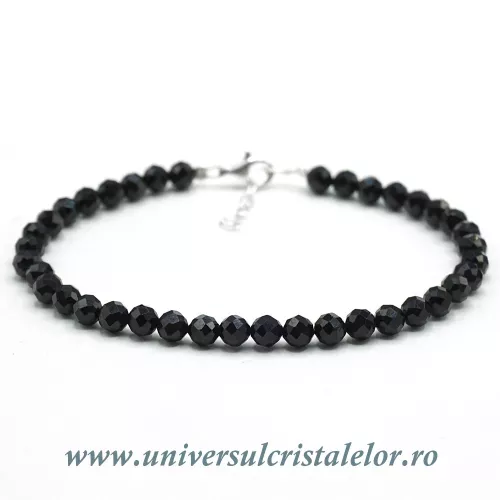 Bratara turmalina neagra rotund fatetat - 4,7 mm Bratara turmalina neagra rotund fatetat - 4,7 mm