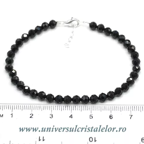 Bratara turmalina neagra rotund fatetat - 4,7 mm Bratara turmalina neagra rotund fatetat - 4,7 mm