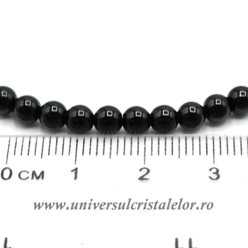 Bratara turmalina neagra rotund 4 mm - snur reglabil