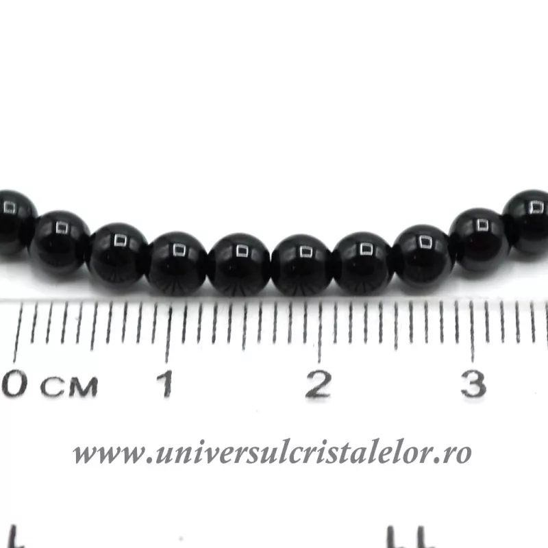 Bratara turmalina neagra rotund 4 mm - snur reglabil