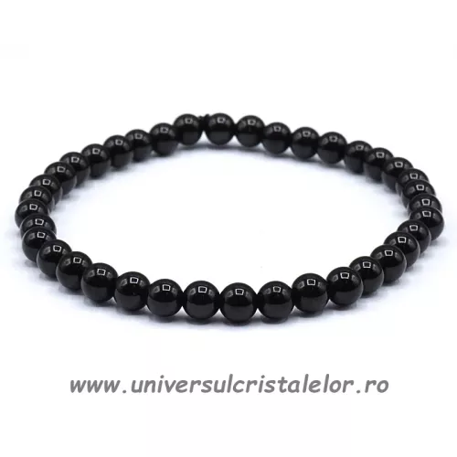 Bratara turmalina neagra rotunda-4mm Bratara turmalina neagra rotunda-4mm