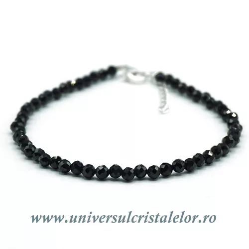 Bratara turmalina neagra rotund fatetat - 3.3 mm Bratara turmalina neagra rotund fatetat - 3.3 mm