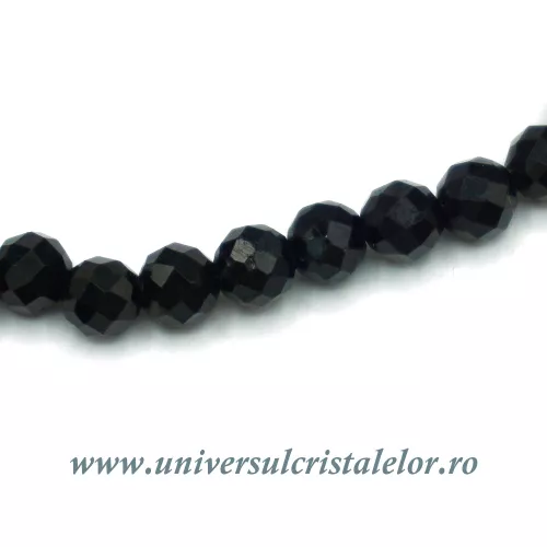 Bratara turmalina neagra rotund fatetat - 4 mm Bratara turmalina neagra rotund fatetat - 4 mm
