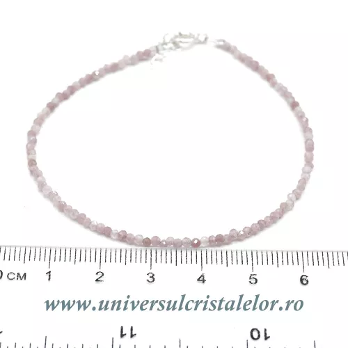Bratara turmalina roz rotund fatetat - 2mm Bratara turmalina roz rotund fatetat - 2mm