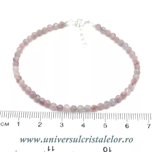 Bratara turmalina roz rotund fatetat - 3,5mm Bratara turmalina roz rotund fatetat - 3,5mm