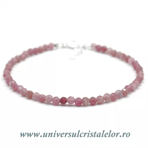 Bratara turmalina roz rotund fatetat - 3,3mm Bratara turmalina roz rotund fatetat - 3,3mm