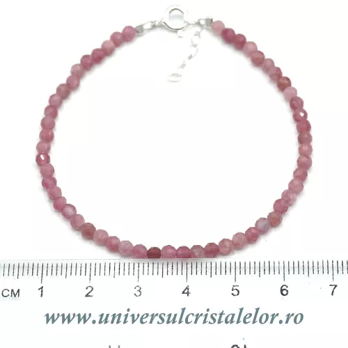 Bratara turmalina roz rotund fatetat - 3,3mm Bratara turmalina roz rotund fatetat - 3,3mm