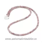 Colier turmalina roz rotund fatetat - 3,4mm
