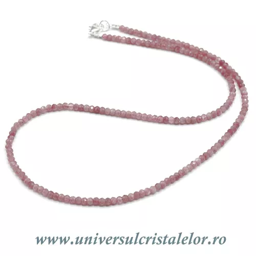 Colier turmalina roz rotund fatetat - 3,2mm Colier turmalina roz rotund fatetat - 3,2mm