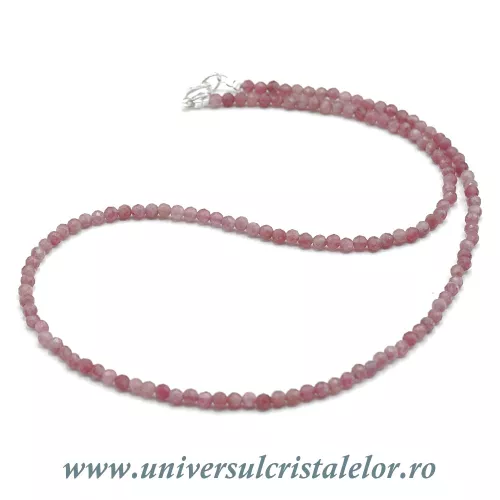 Colier turmalina roz rotund fatetat - 3,4mm Colier turmalina roz rotund fatetat - 3,4mm