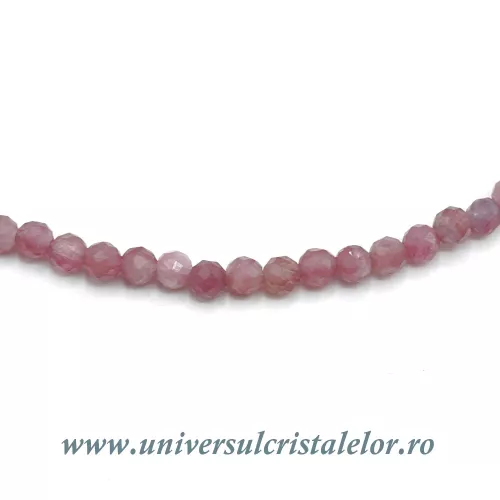 Colier turmalina roz rotund fatetat - 3,4mm Colier turmalina roz rotund fatetat - 3,4mm