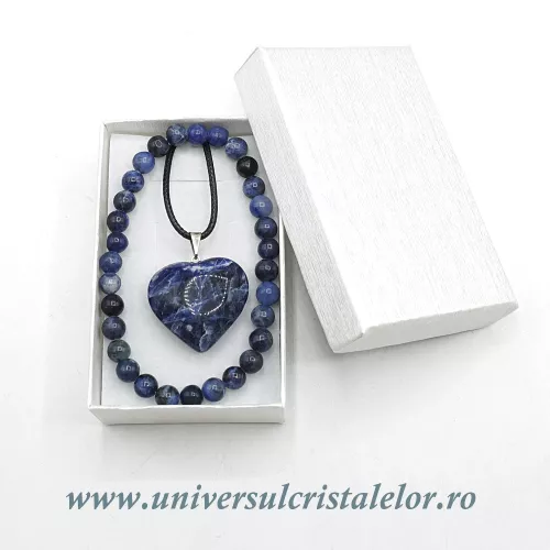 Set sodalit bratara si pandantiv cu snur si cutie Set sodalit bratara si pandantiv cu snur si cutie