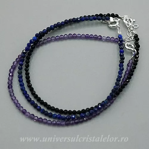 Set 3 Brățări – Turmalină Neagră, Ametist și Lapis Lazuli