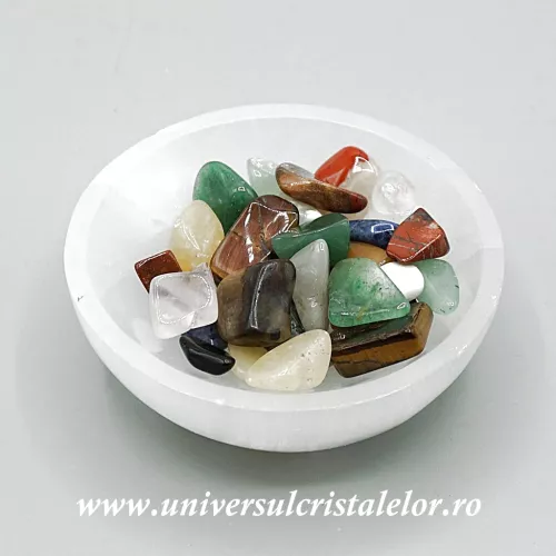 Bol selenit cu mixt pietre
