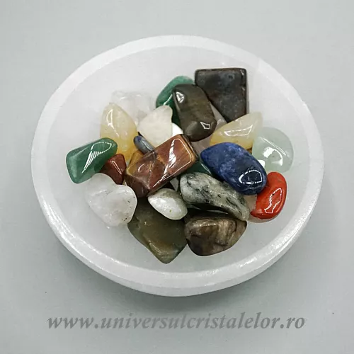 Bol selenit cu mixt pietre