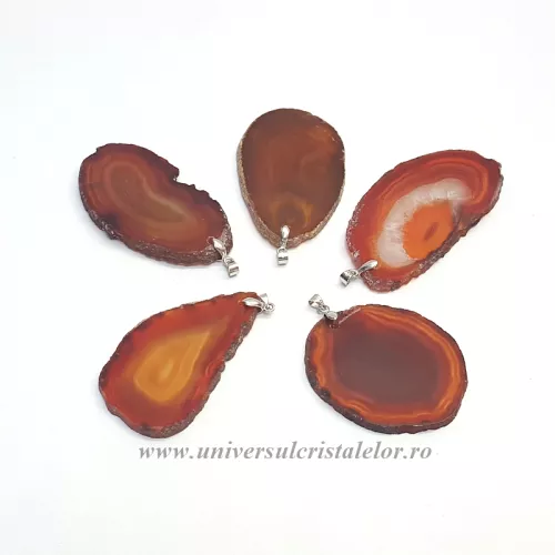 Pandantiv agat rosu felie