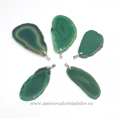 Pandantiv agat verde felie