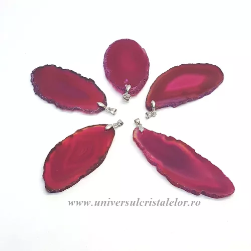 Pandantiv agat roz felie