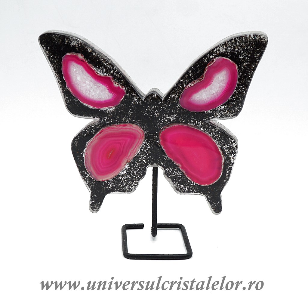 Artwork Fluture agat pe suport de metal unicat m06