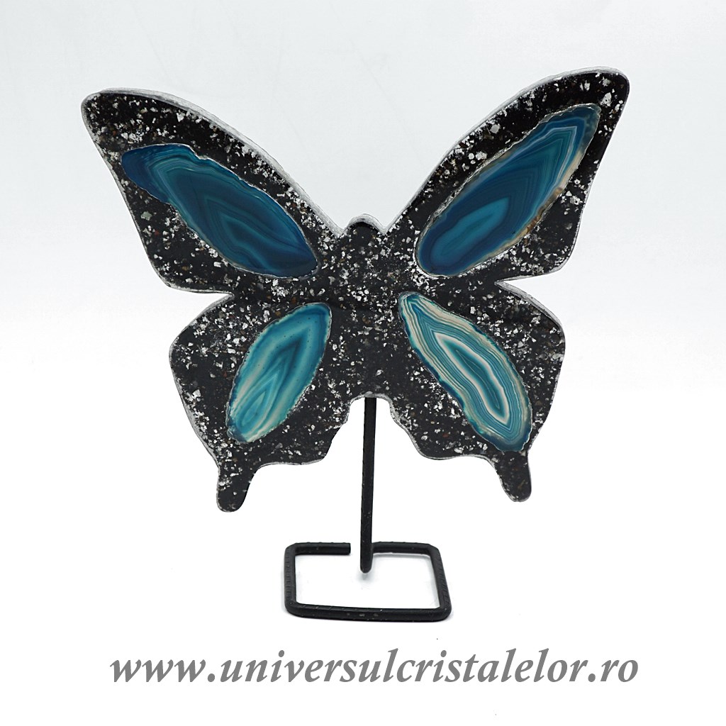 Artwork Fluture agat pe suport de metal unicat m08