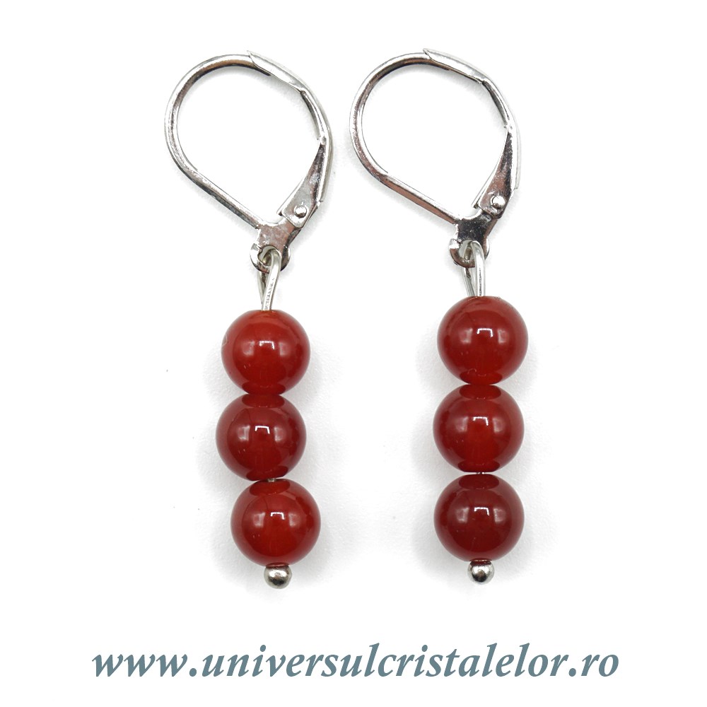 Cercei carneol rotund - 6 mm