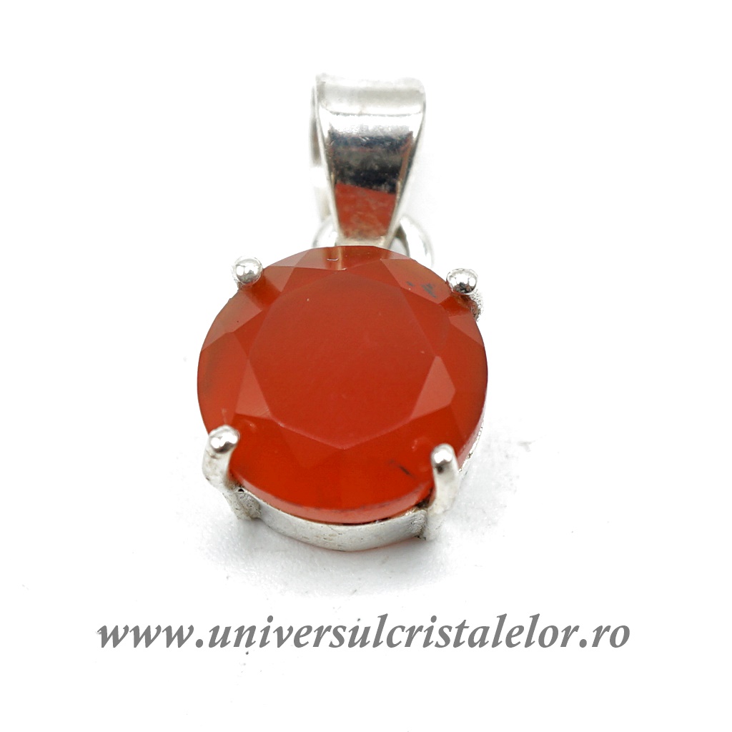 Pandantiv carneol rotund fatetat