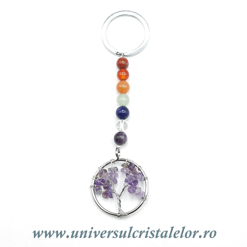Keychains Breloc chakre cu pomul vietii ametist