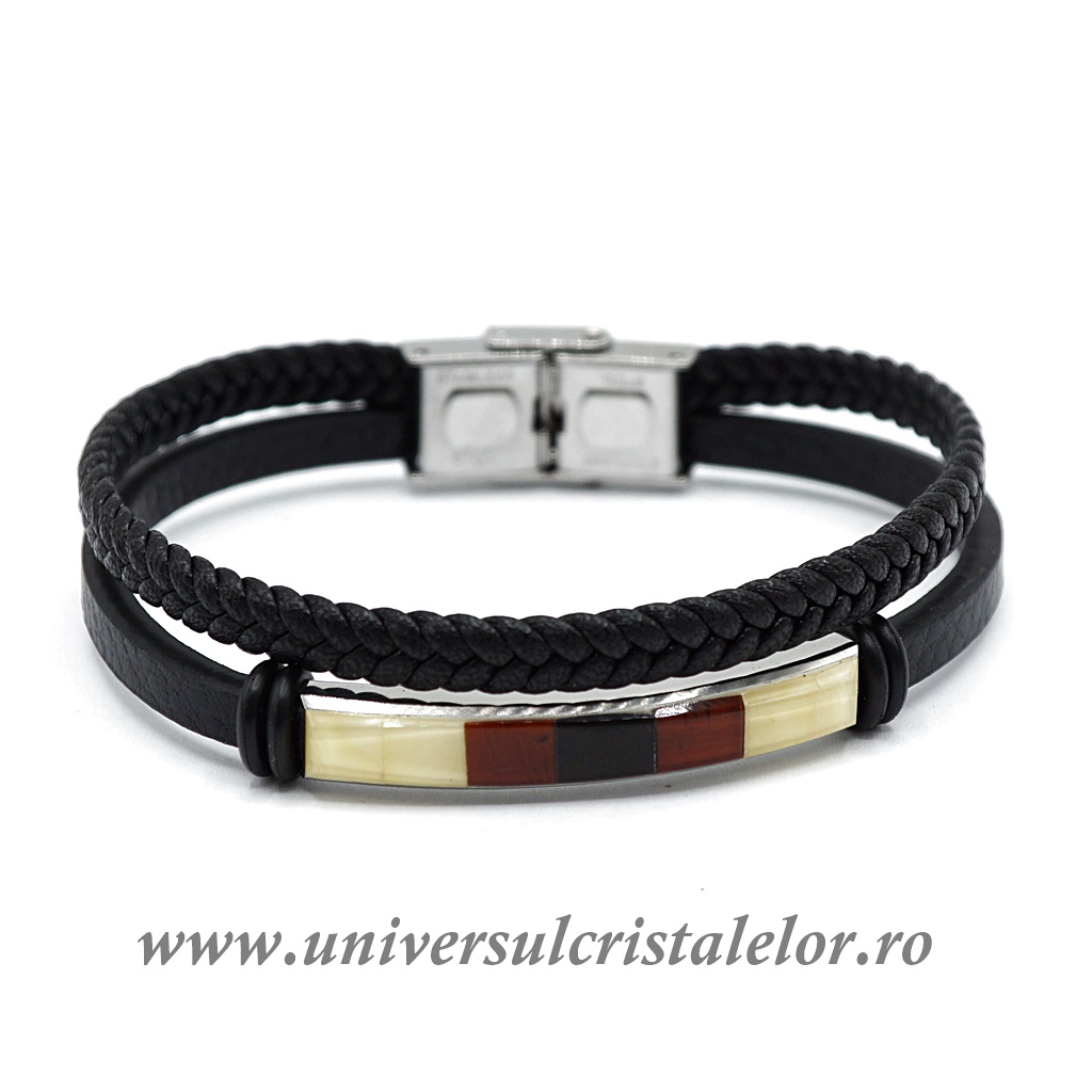 Bracelets Bratara chihlimbar cu piele naturala