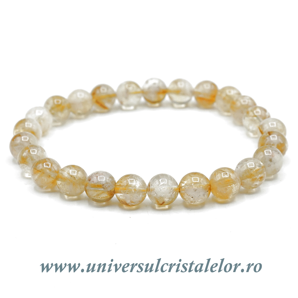 Citrin Bratara citrin rotund - 8 mm