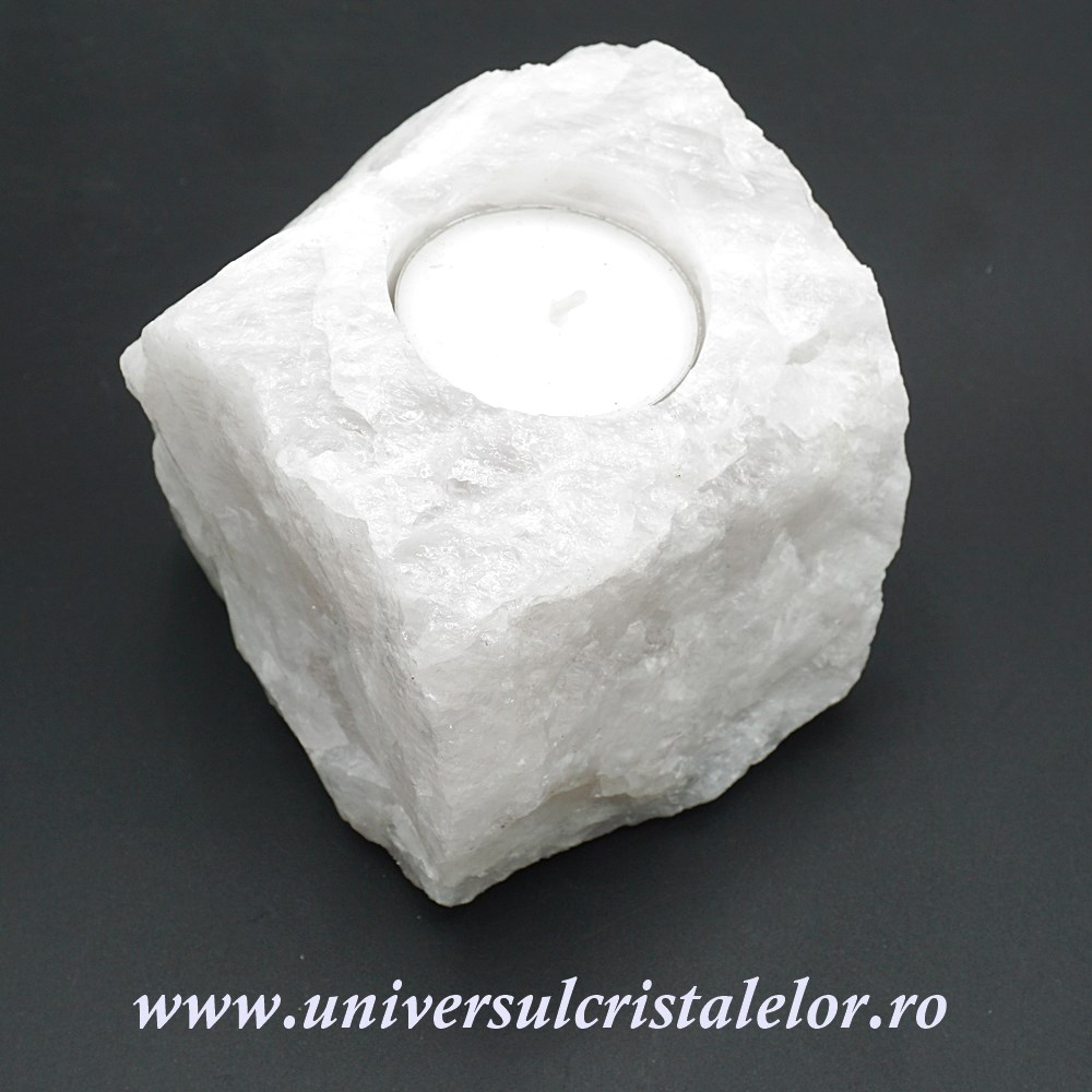 Suport lumanare cuart alb laptos