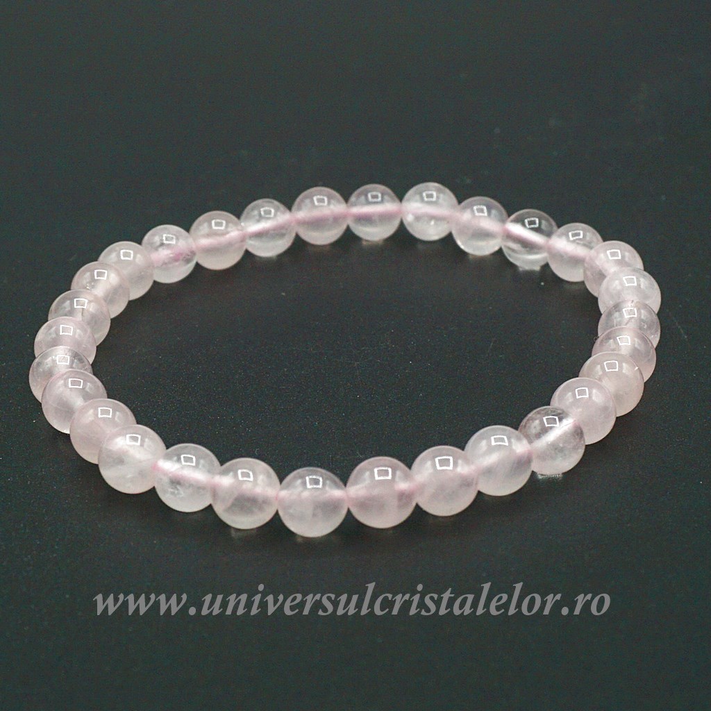 scaune roz Bratara cuart roz rotund - 6 mm