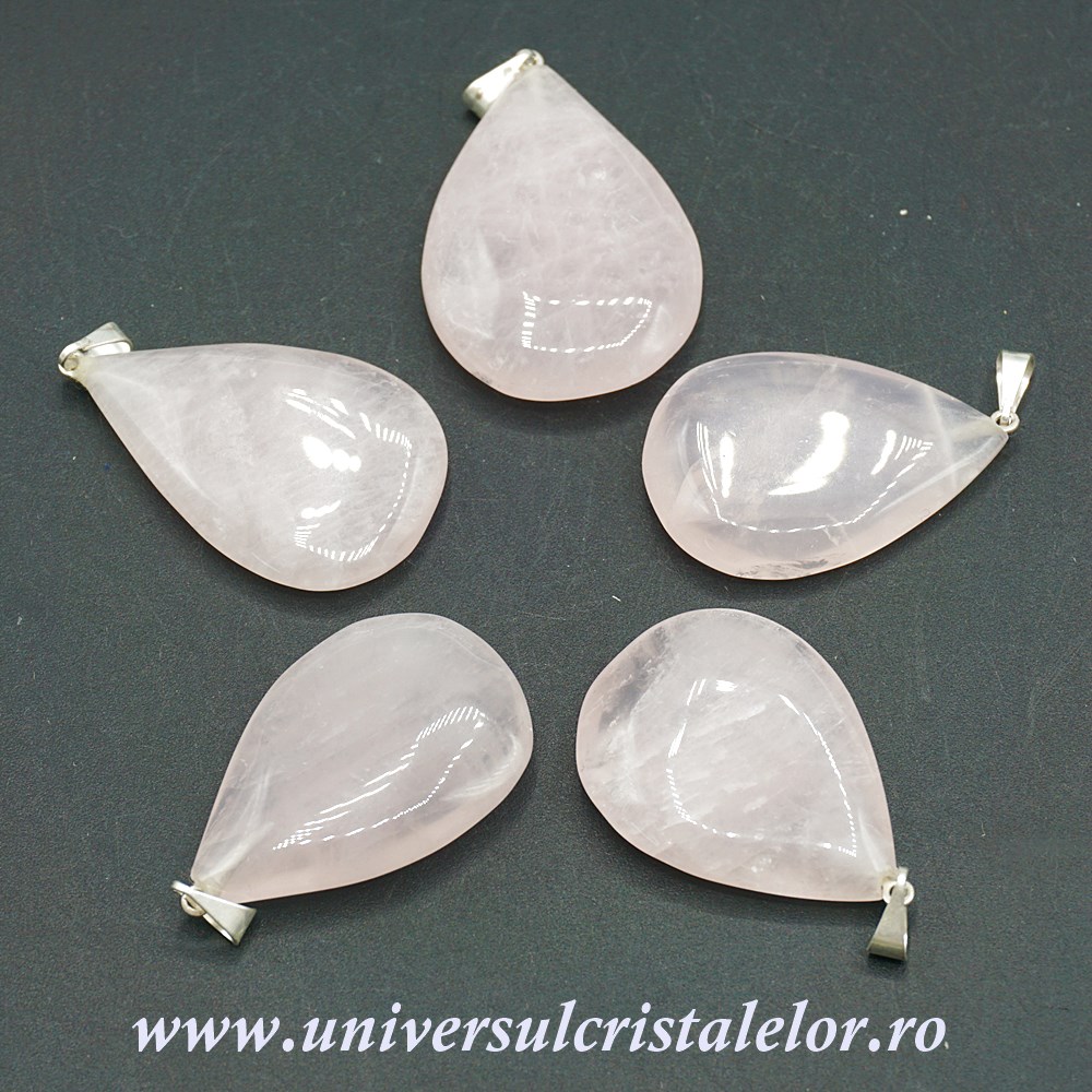 Pandantiv cuart roz lacrima