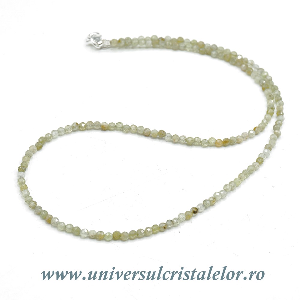 Colier granat verde rotund fatetat - 3 mm