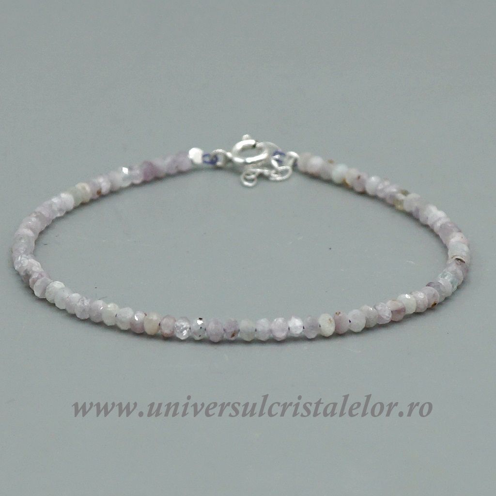 Bratara kunzit rotund fatetat 3 mm