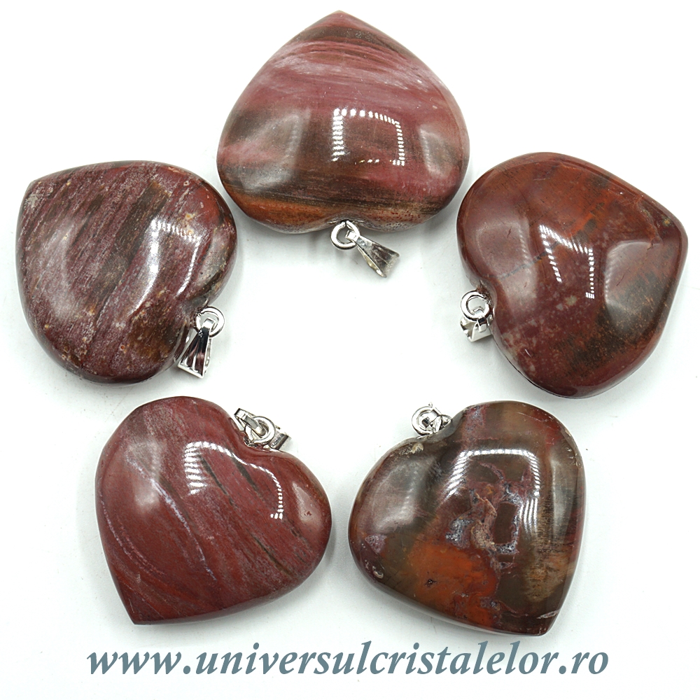 Pandantiv lemn pietrificat inima