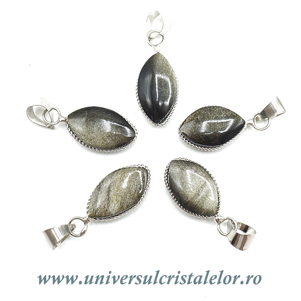 Pandantiv obsidian auriu