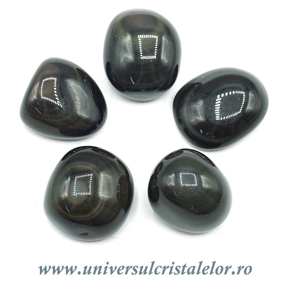 Obsidian Obsidian curcubeu piatra rulata 2-2.5 cm