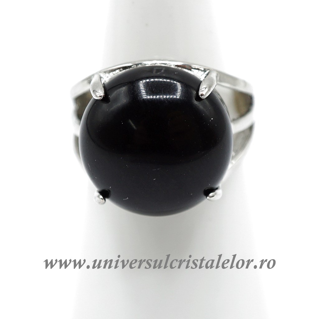 Rings Inel obsidian negru rotund reglabil m6