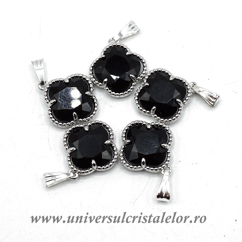 monitor dslr Pandantiv obsidian negru trifoi