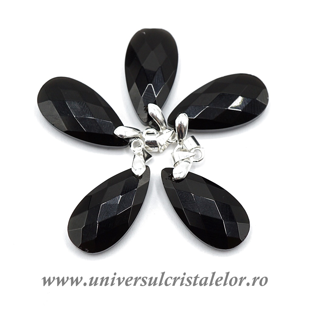 Charms & Pendants Pandantiv obsidian negru lacrima fatetat m2