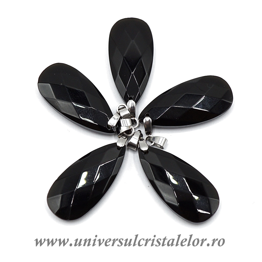 Charms & Pendants Pandantiv obsidian negru lacrima fatetat