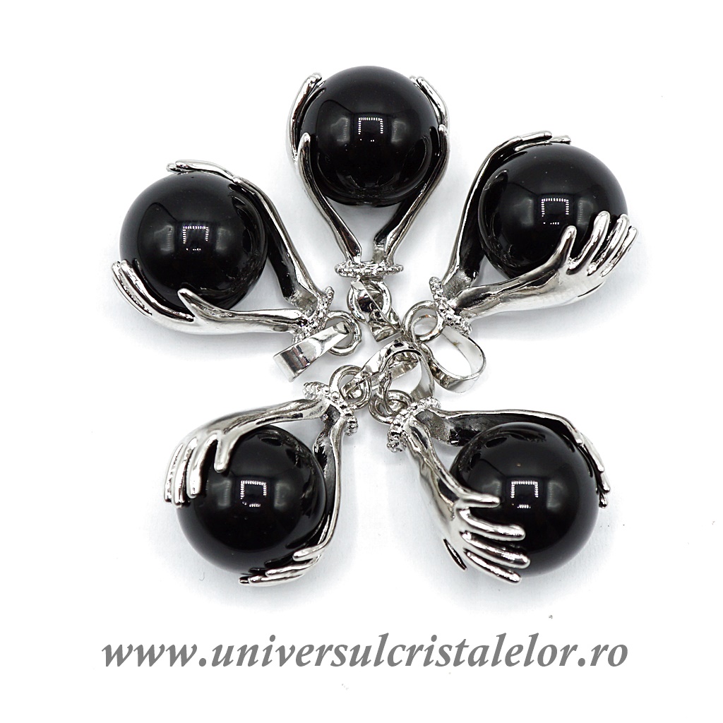Charms & Pendants Pandantiv obsidian negru sfera m1
