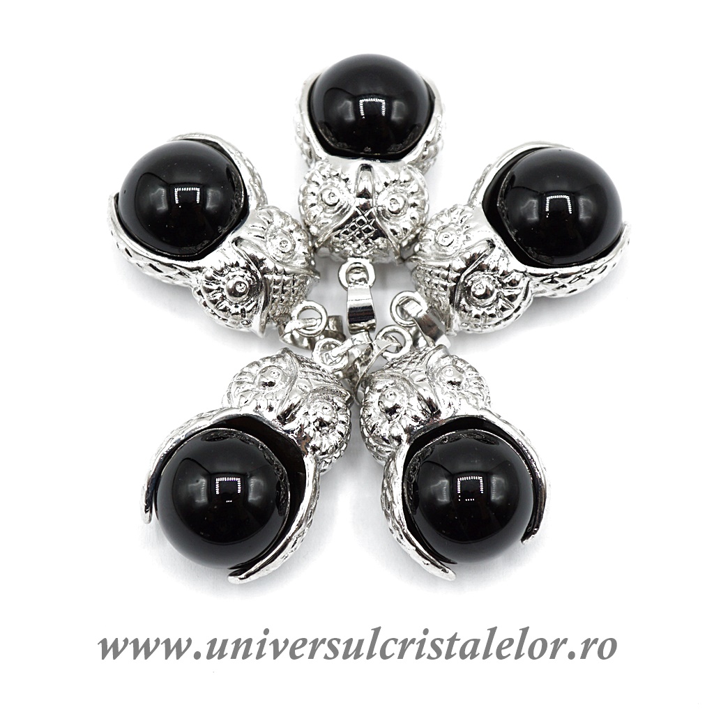 Charms & Pendants Pandantiv obsidian negru sfera m2