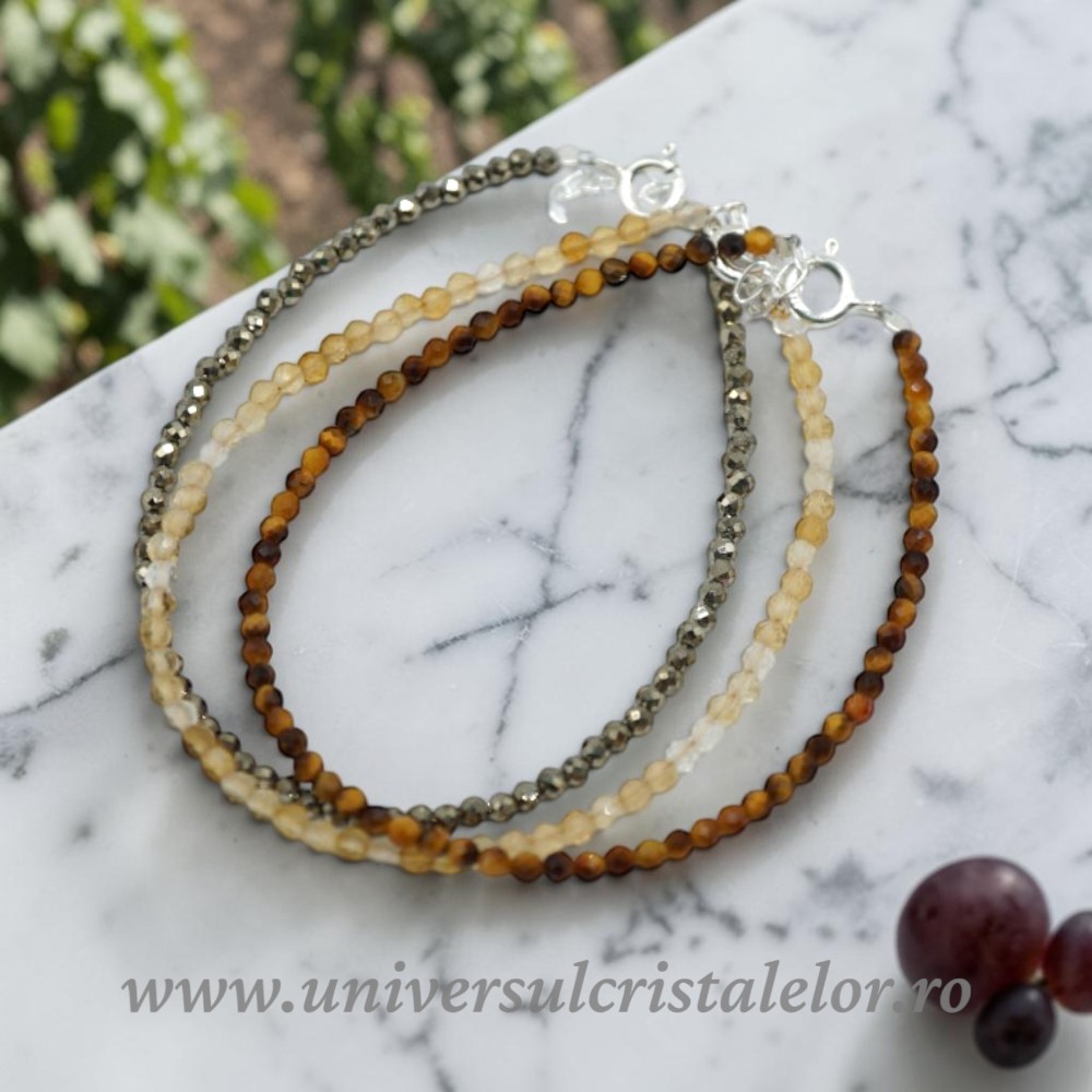 Bracelets Set 3 Brățări – Citrin, Pirita, Ochi de Tigru