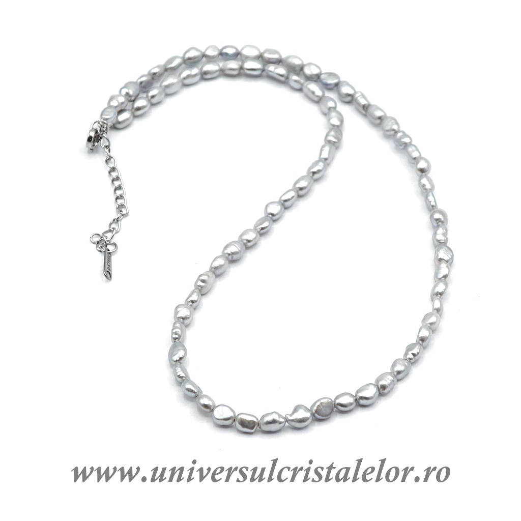 Necklaces Colier perle gri m02