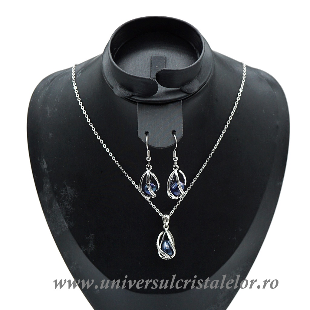 Jewelry Sets Set bijuterii perle negre cu inox