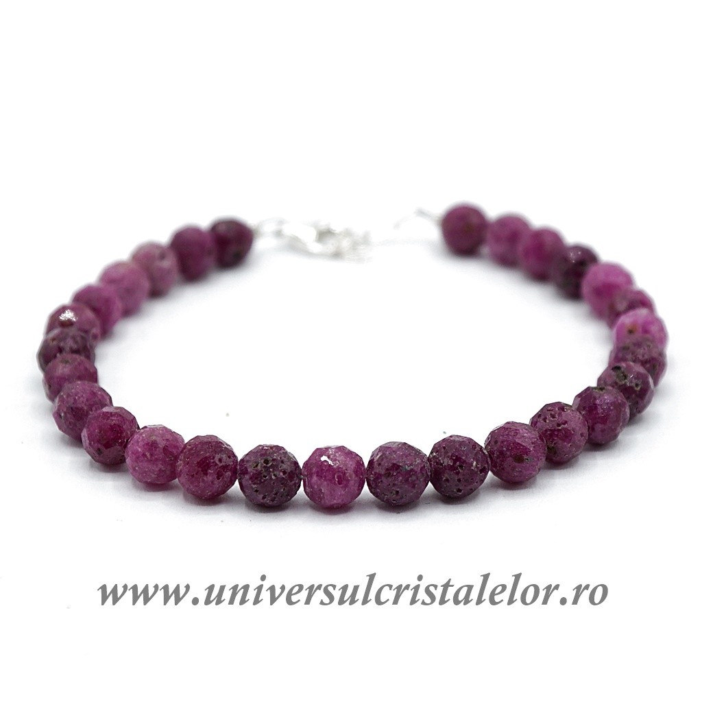 Bracelets Bratara rubin rotund fatetat - 6 mm