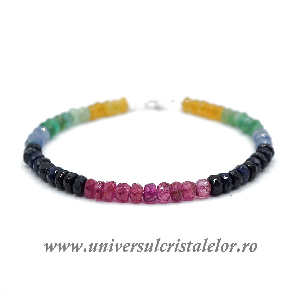 Bracelets Bratara mixt rubin, safir, smarald fatetat 5,2mm